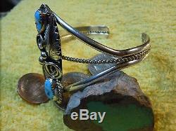 Navajo Made Sterling Silver and Turquoise Bracelet by Artist Mike Thomas