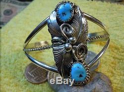 Navajo Made Sterling Silver and Turquoise Bracelet by Artist Mike Thomas