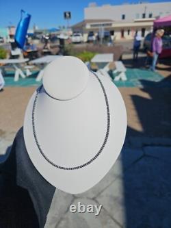 Navajo Pearl Beads 3 mm Sterling Silver Necklace Length 24In Handstrung