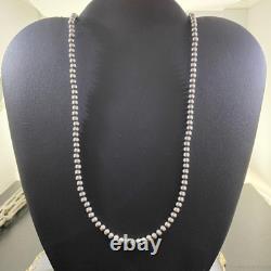 Navajo Pearl Beads 4 mm Sterling Silver Necklace Length 24 For Women