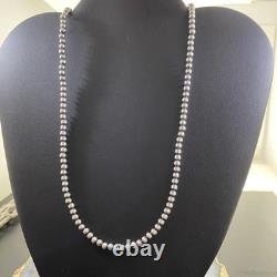 Navajo Pearl Beads 4 mm Sterling Silver Necklace Length 24 For Women