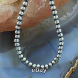 Navajo Pearl Beads 4 mm Sterling Silver Necklace Length 24 For Women