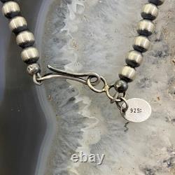 Navajo Pearl Beads 4 mm Sterling Silver Necklace Length 24 For Women