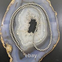 Navajo Pearl Beads 4 mm Sterling Silver Necklace Length 24 For Women