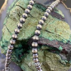 Navajo Pearl Beads 6 mm Sterling Silver Necklace Length 20 For Women