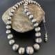 Navajo Pearls Graduated Sterling Silver Round Seamless Bead Necklace 16