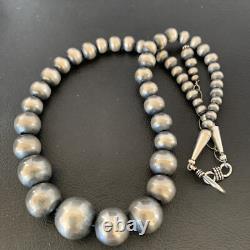 Navajo Pearls Graduated Sterling Silver Round Seamless Bead Necklace 21