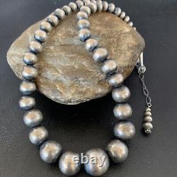 Navajo Pearls Graduated Sterling Silver Round Seamless Bead Necklace 24