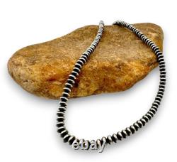 Navajo Pearls Sterling Silver Rondelles Saucer Flat Bead Necklace 4mm 21 60421