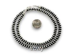 Navajo Pearls Sterling Silver Rondelles Saucer Flat Bead Necklace 6mm 22 97622