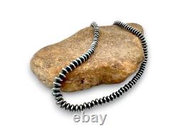Navajo Pearls Sterling Silver Rondelles Saucer Flat Bead Necklace 6mm 22 97622