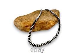 Navajo Pearls Sterling Silver Rondelles Saucer Flat Bead Necklace 6mm 24 60624