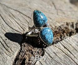 Navajo Ring Matrix Turquoise Hand Made Native American Jewelry sz 9 1/2