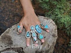 Navajo Ring Matrix Turquoise Hand Made Native American Jewelry sz 9 1/2