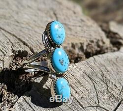 Navajo Ring Turquoise Silver Hand Made Native American Jewelry sz 10 1/2