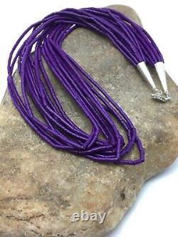 Navajo Stabilized Sugilite 10S Sterling Silver Tube Heishi Necklace 19 4195