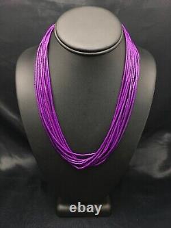 Navajo Stabilized Sugilite 10S Sterling Silver Tube Heishi Necklace 19 4195