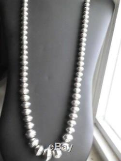 Navajo Stamped Bench Bead Pearl Beautifully Made Necklace 32 Long 192 Grms