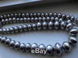 Navajo Stamped Bench Bead Pearl Beautifully Made Necklace 32 Long 192 Grms