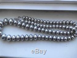 Navajo Stamped Bench Bead Pearl Beautifully Made Necklace 32 Long 192 Grms