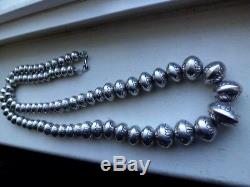 Navajo Stamped Bench Bead Pearl Beautifully Made Necklace 32 Long 192 Grms