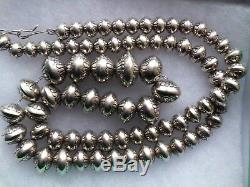 Navajo Stamped Bench Bead Pearl Beautifully Made Necklace 32 Long 192 Grms