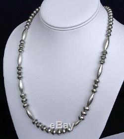 Navajo Sterling Beads Necklace 25 Inch Length Hand Made TOP OF THE LINE pearls