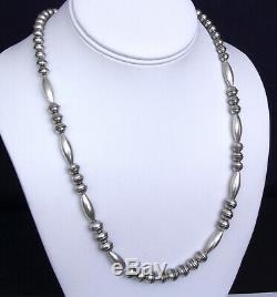 Navajo Sterling Beads Necklace 25 Inch Length Hand Made TOP OF THE LINE pearls