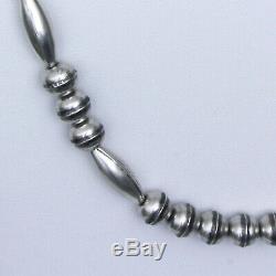 Navajo Sterling Beads Necklace 25 Inch Length Hand Made TOP OF THE LINE pearls