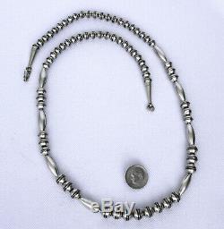 Navajo Sterling Beads Necklace 25 Inch Length Hand Made TOP OF THE LINE pearls