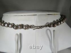 Navajo Sterling Silver Hand-Made Decoratively Stamped Navajo Pearls Choker
