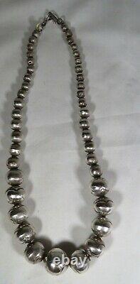Navajo Sterling Silver Hand-Made Decoratively Stamped Navajo Pearls Choker