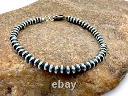 Navajo Sterling Silver Rondelles Saucer Flat Bead Bracelet 5mm 7 97507