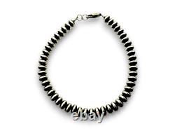 Navajo Sterling Silver Rondelles Saucer Flat Bead Bracelet 5mm 7 97507