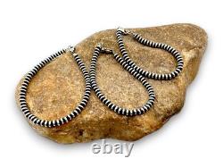 Navajo Sterling Silver Rondelles Saucer Flat Bead Bracelet 5mm 7 97507