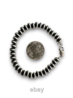 Navajo Sterling Silver Rondelles Saucer Flat Bead Bracelet 6mm 7 97607