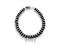 Navajo Sterling Silver Rondelles Saucer Flat Bead Bracelet 6mm 7 97607