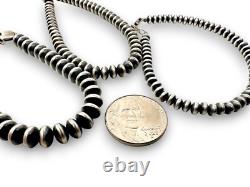 Navajo Sterling Silver Rondelles Saucer Flat Bead Bracelet 6mm 7 97607