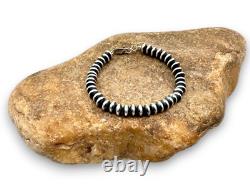 Navajo Sterling Silver Rondelles Saucer Flat Bead Bracelet 6mm 7 97607