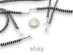 Navajo Sterling Silver Rondelles Saucer Flat Bead Necklace 4mm 26 97426