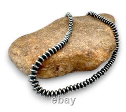 Navajo Sterling Silver Rondelles Saucer Flat Bead Necklace 6mm 30 60630