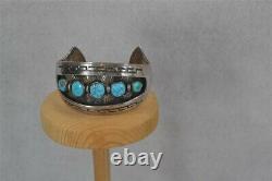 Navajo bracelet sterling silver hand made cuff turquoise Robt. Kelly original