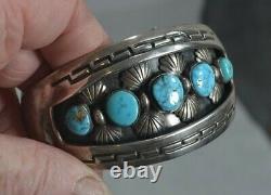 Navajo bracelet sterling silver hand made cuff turquoise Robt. Kelly original