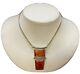 Necklace Pendant Amber Sterling Silver Two-Piece Heavy Well-Made