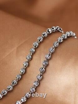 Necklace made of open flowers 5 mm 60 cm Sterling Silver 925