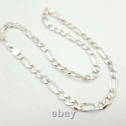 New 925 Sterling Silver 7mm Figaro Mariner 22' In Chain Cord Made In Italy