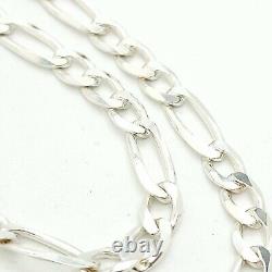 New 925 Sterling Silver 7mm Figaro Mariner 22' In Chain Cord Made In Italy