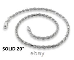 New Beautiful Solid Sterling Silver 925 Italian Made 4.8 MM Rope Chain 20 Long