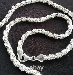 New Beautiful Solid Sterling Silver 925 Italian Made 4.8 MM Rope Chain 22 Long