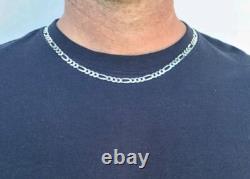 New Sterling 925 Solid Silver 22 Figaro Chain Necklace 6mm Made In Italy 17.5g
